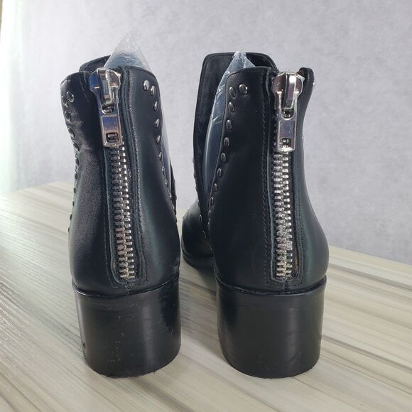 Sz 7 Steve Madden Conspire Booties Black Studs Studded Leather Ankle Boots - Picture 8 of 11